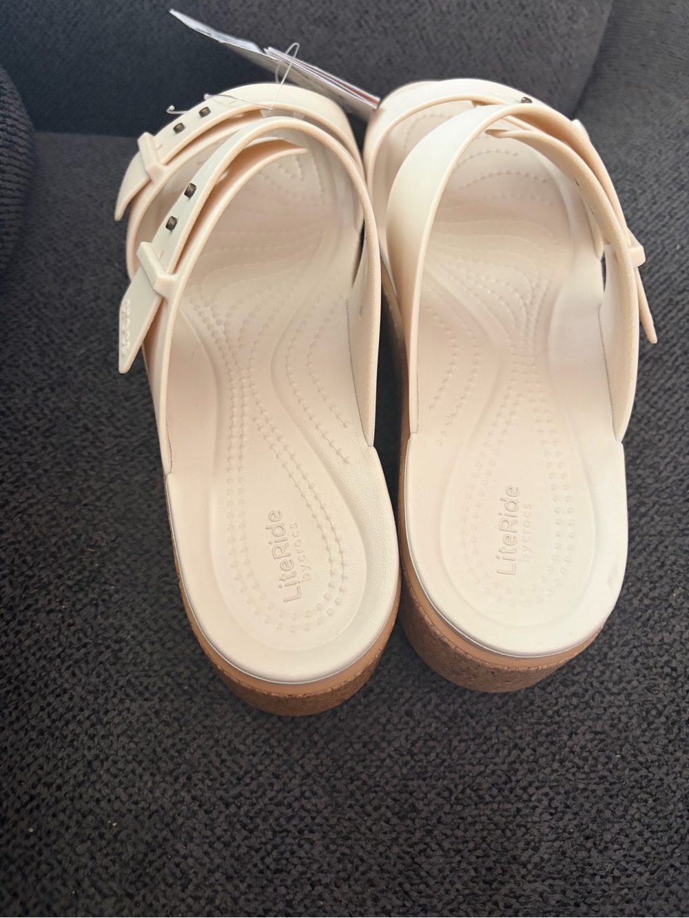 CROCS Dual Buckle Slide Sandals in Ivory - Picture 2 of 3